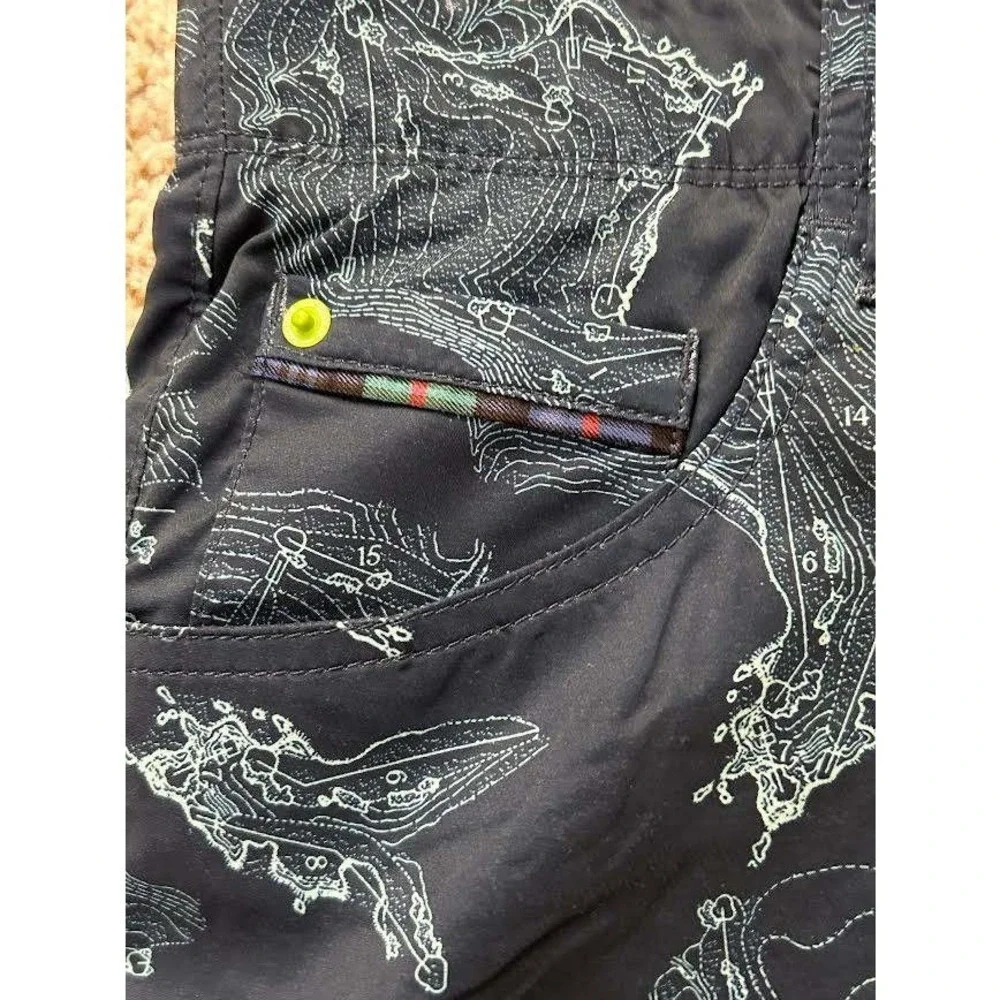 William Murray Golf Shorts Mens 40 Navy Blue Map Print Straight Fit Resort Sport
